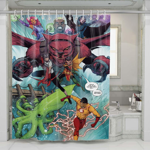 teen titans comic shower curtains