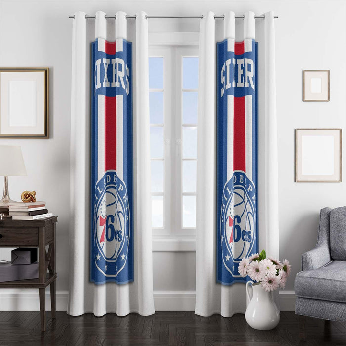 sixes philadelphia 76ers blue red window Curtain