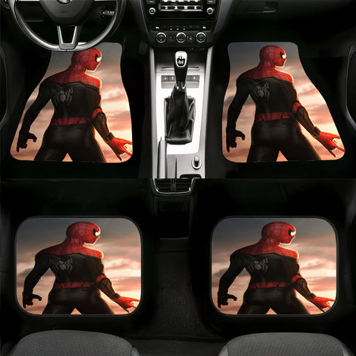 sunset spiderman with bodysuit far from home Car floor mats Universal fit