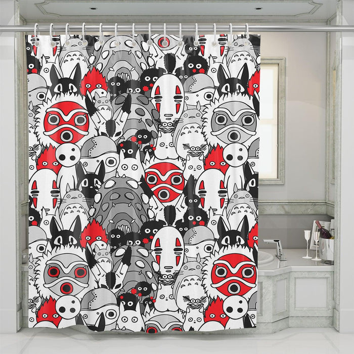 spirited awaw mask ghibli shower curtains