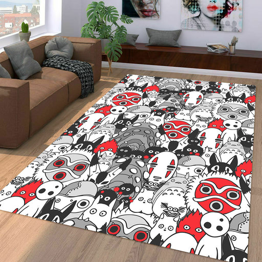 spirited awaw mask ghibli Living room carpet rugs