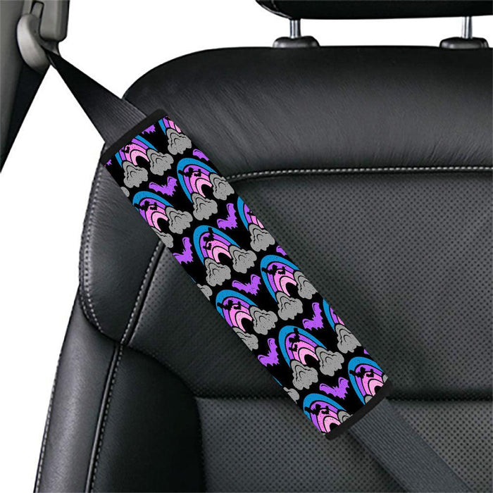 spooky rainbow bat halloween night Car seat belt cover