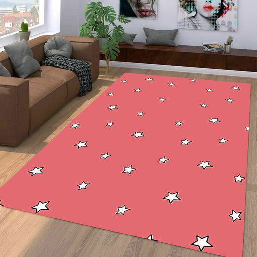 star pink pattern outline Living room carpet rugs