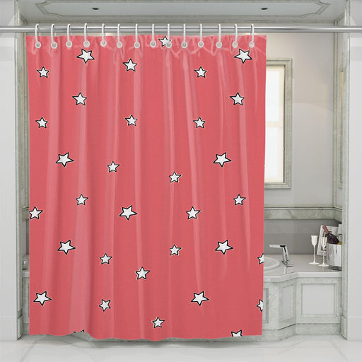 star pink pattern outline shower curtains