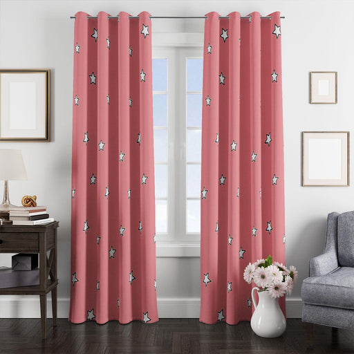 star pink pattern outline window Curtain