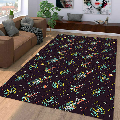 star wars spaceship retro Living room carpet rugs