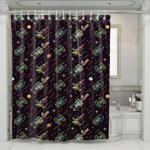 star wars spaceship retro shower curtains