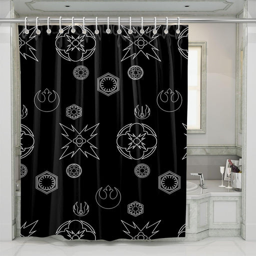 star wars symbol monochrome shower curtains