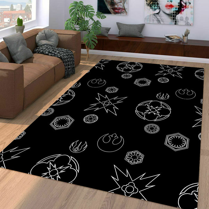 star wars symbol monochrome Living room carpet rugs