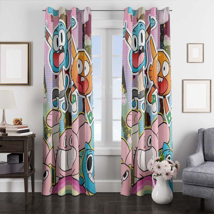 the amazing world of gumball character window curtains