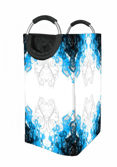 static blue ornament abstract Laundry Hamper | Laundry Basket