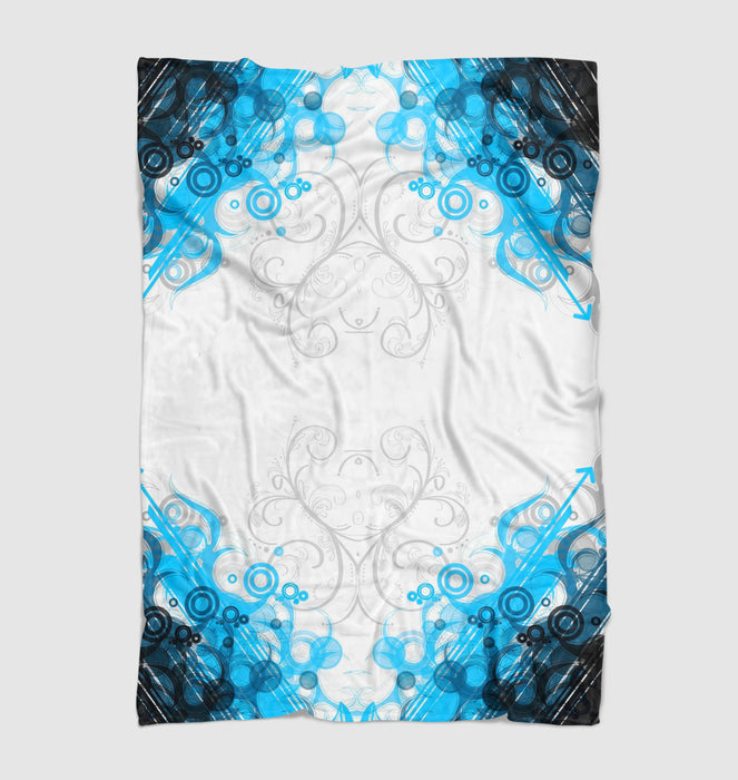 static blue ornament abstract Ultra soft fleece blanket