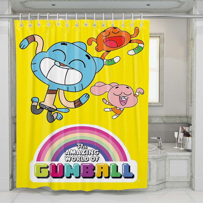 the amazing world of gumball yellow character shower curtains