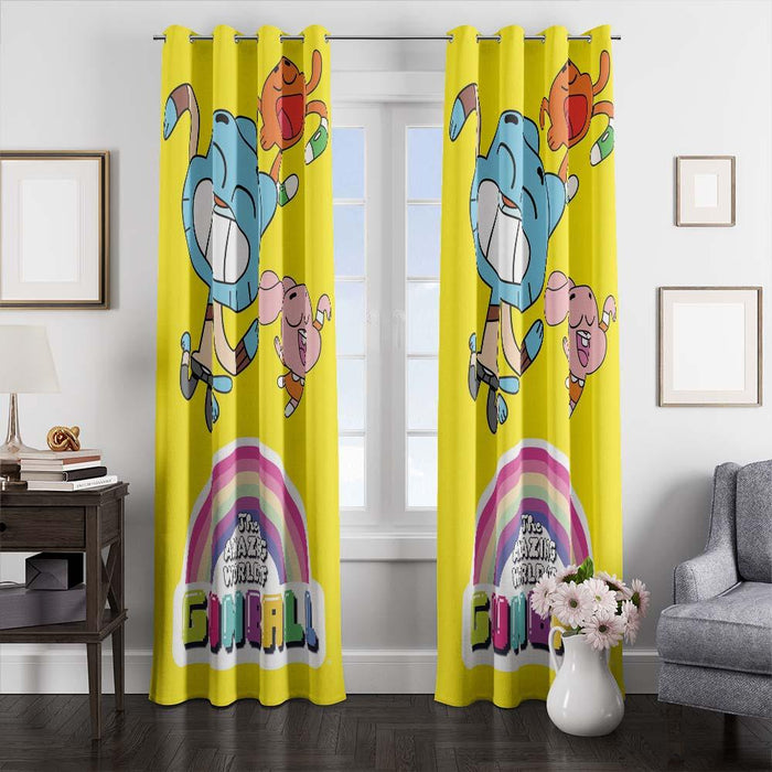 the amazing world of gumball yellow character window curtains