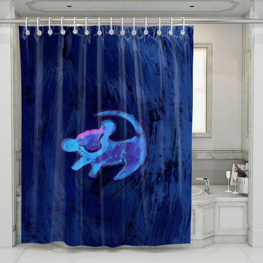 stitch with abstract pattern blue shower curtains