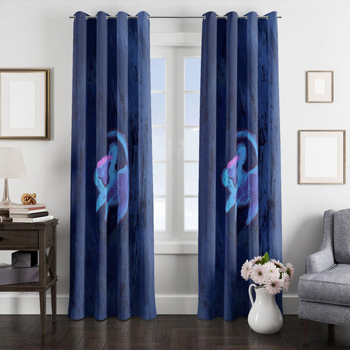 stitch with abstract pattern blue window Curtain