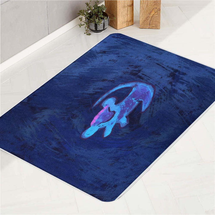 stitch with abstract pattern blue bath rugs