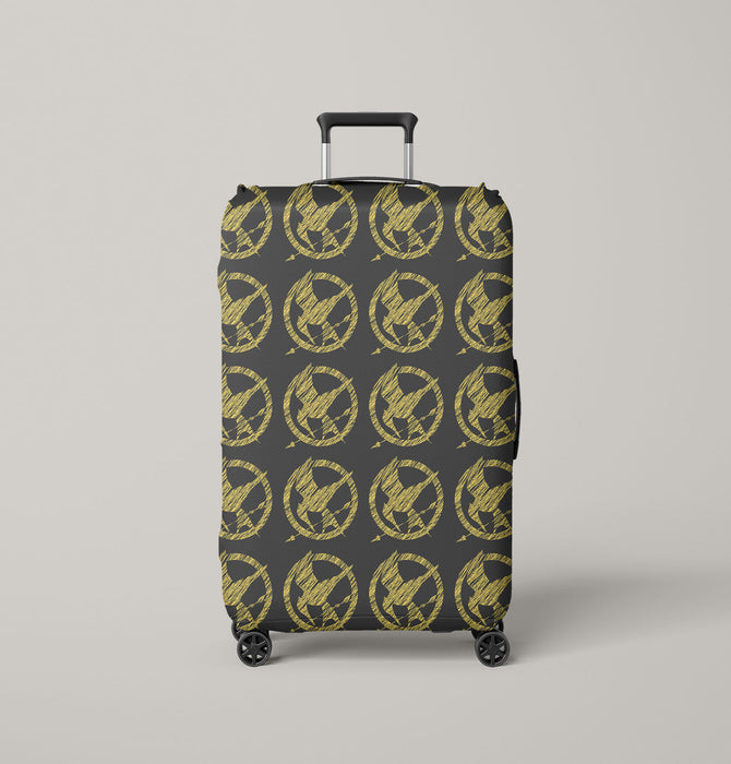 stitching the mockingjay gold Luggage Cover | suitcase