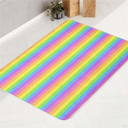 stretch rainbow lines color bath rugs