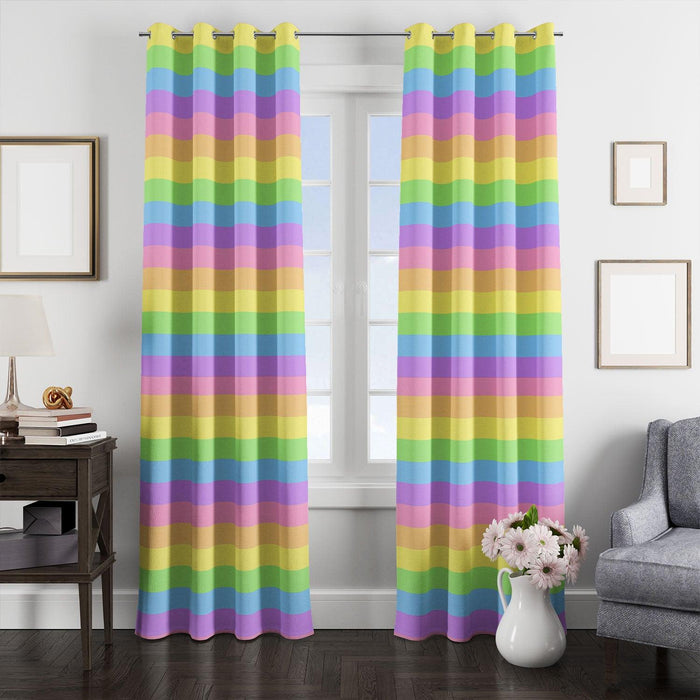 stretch rainbow lines color window Curtain