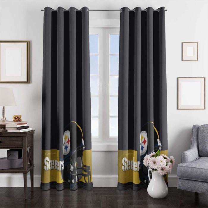 soft colour of pittsburgh steelers helmet window Curtain