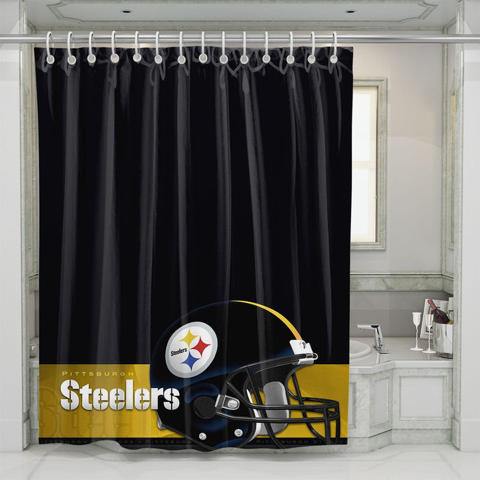 soft colour of pittsburgh steelers helmet shower curtains