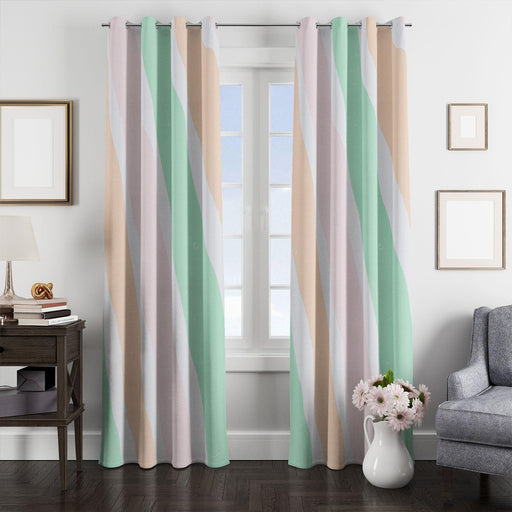 stripes pastel grunge window Curtain