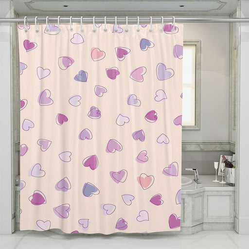 stroke and solid of hearts shower curtains