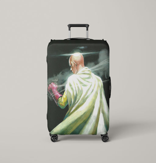 textured saitama with clothes Luggage Covers | Suitcase