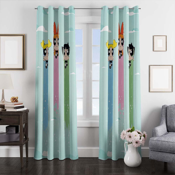 the powerpuff girls flying window curtains