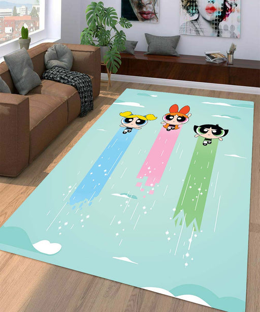 the powerpuff girls flying Living room carpet rugs