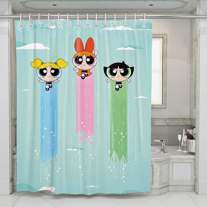 the powerpuff girls flying shower curtains