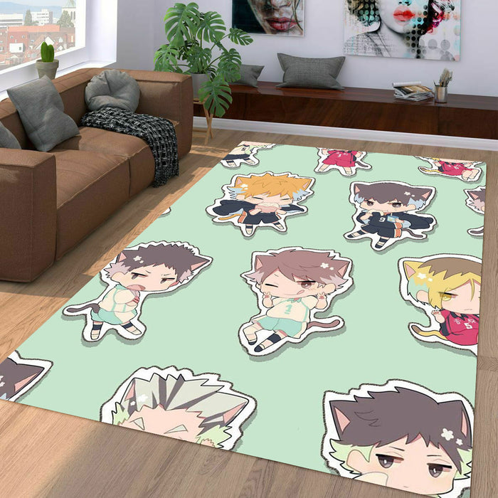 style chibi of haikyuu player Living room carpet rugs