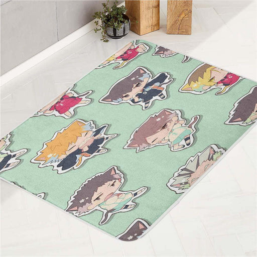 style chibi of haikyuu player bath rugs