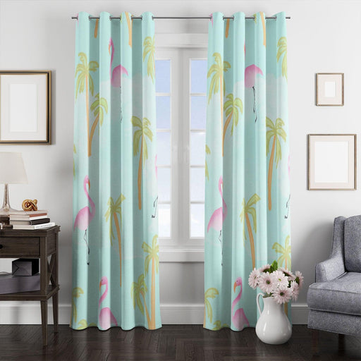 summer flamingo vibe window Curtain