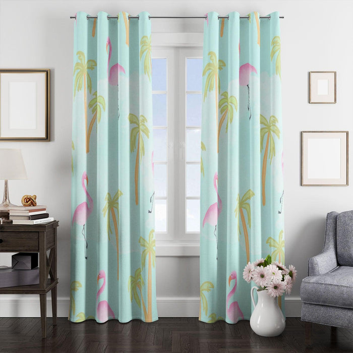 summer flamingo vibe window Curtain