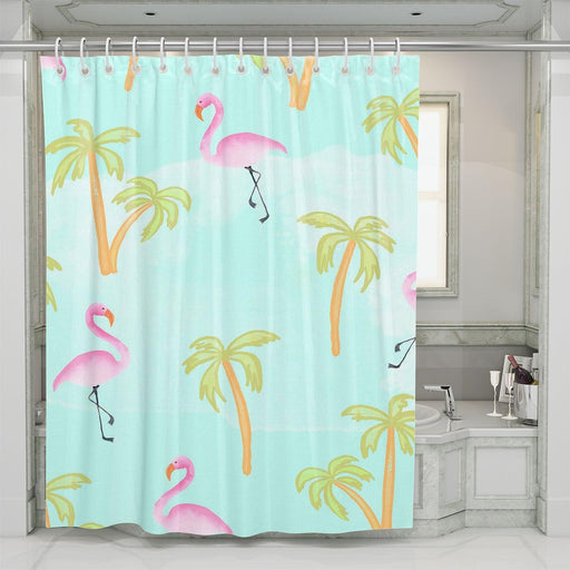 summer flamingo vibe shower curtains