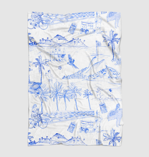 summer illustration on the beach Ultra soft fleece blanket