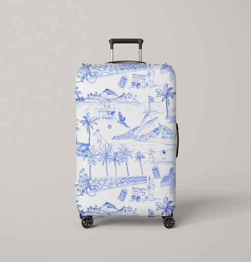 summer illustration on the beach Luggage Cover | suitcase