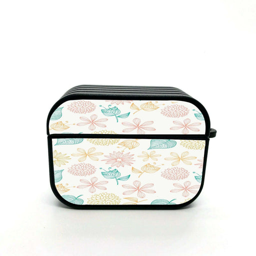 sunflower and leaf stroke pastel airpods case