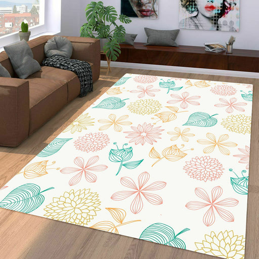 sunflower and leaf stroke pastel Living room carpet rugs