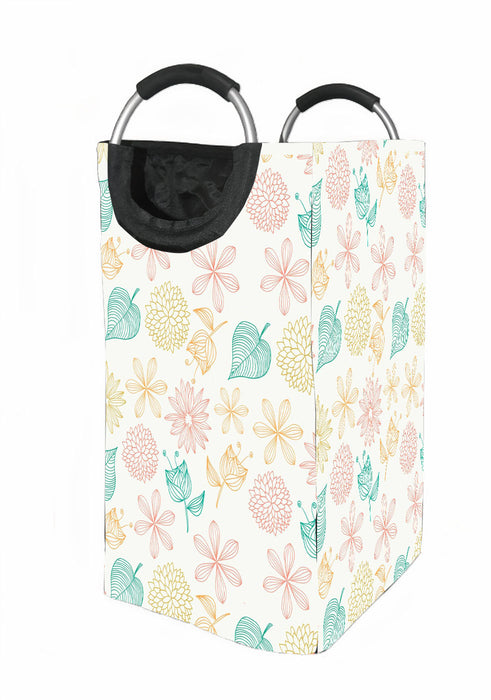 sunflower and leaf stroke pastel Laundry Hamper | Laundry Basket