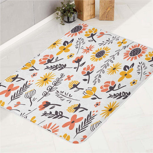 sunflower with another type of flora bath rugs