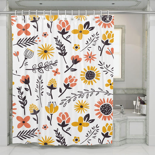 sunflower with another type of flora shower curtains