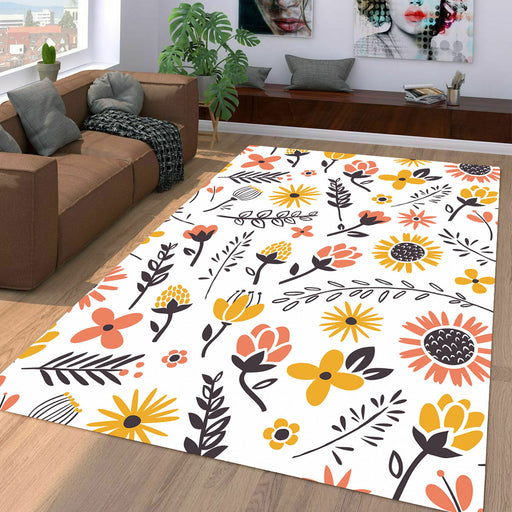 sunflower with another type of flora Living room carpet rugs