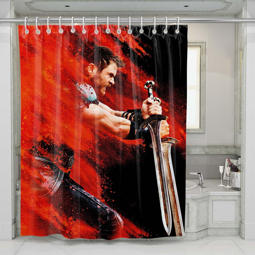 thor ragnarok and sword shower curtains