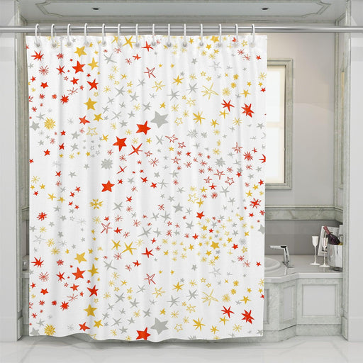 sunset stars orange and yellow shower curtains