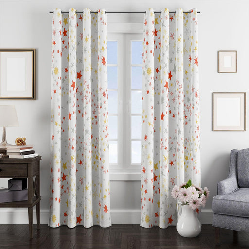 sunset stars orange and yellow window Curtain