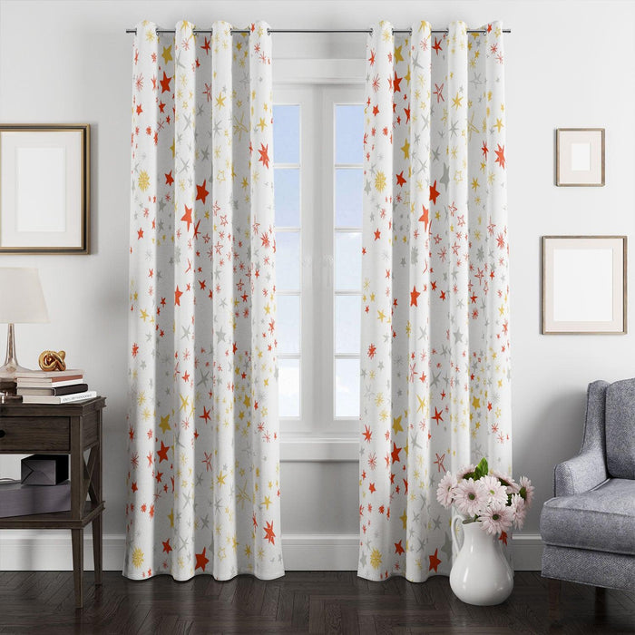 sunset stars orange and yellow window Curtain