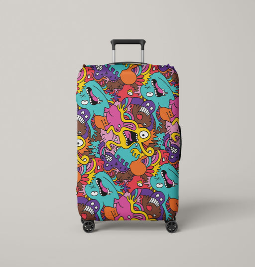 surprised monsters doodle Luggage Cover | suitcase